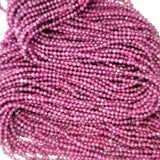 Ruby (Round)(Micro)(Faceted)(3mm)(4mm)(15.5"Strand)