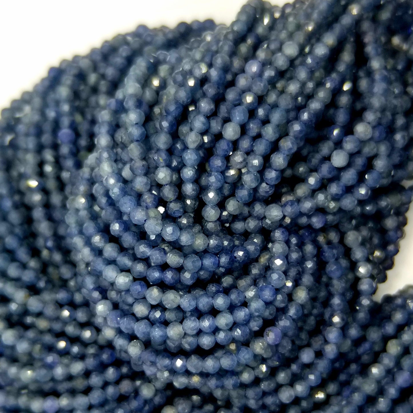 Sapphire (Round)(Micro)(Faceted)(3mm)(15.5"Strand)