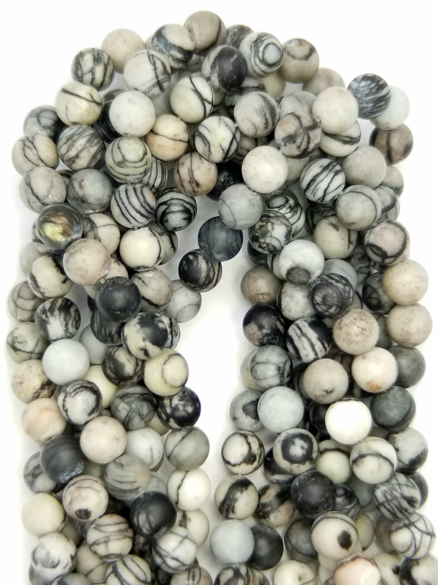 Spider Web Jasper (Round)(Matte)(4mm)(6mm)(8mm)(10mm)(16"Strand)