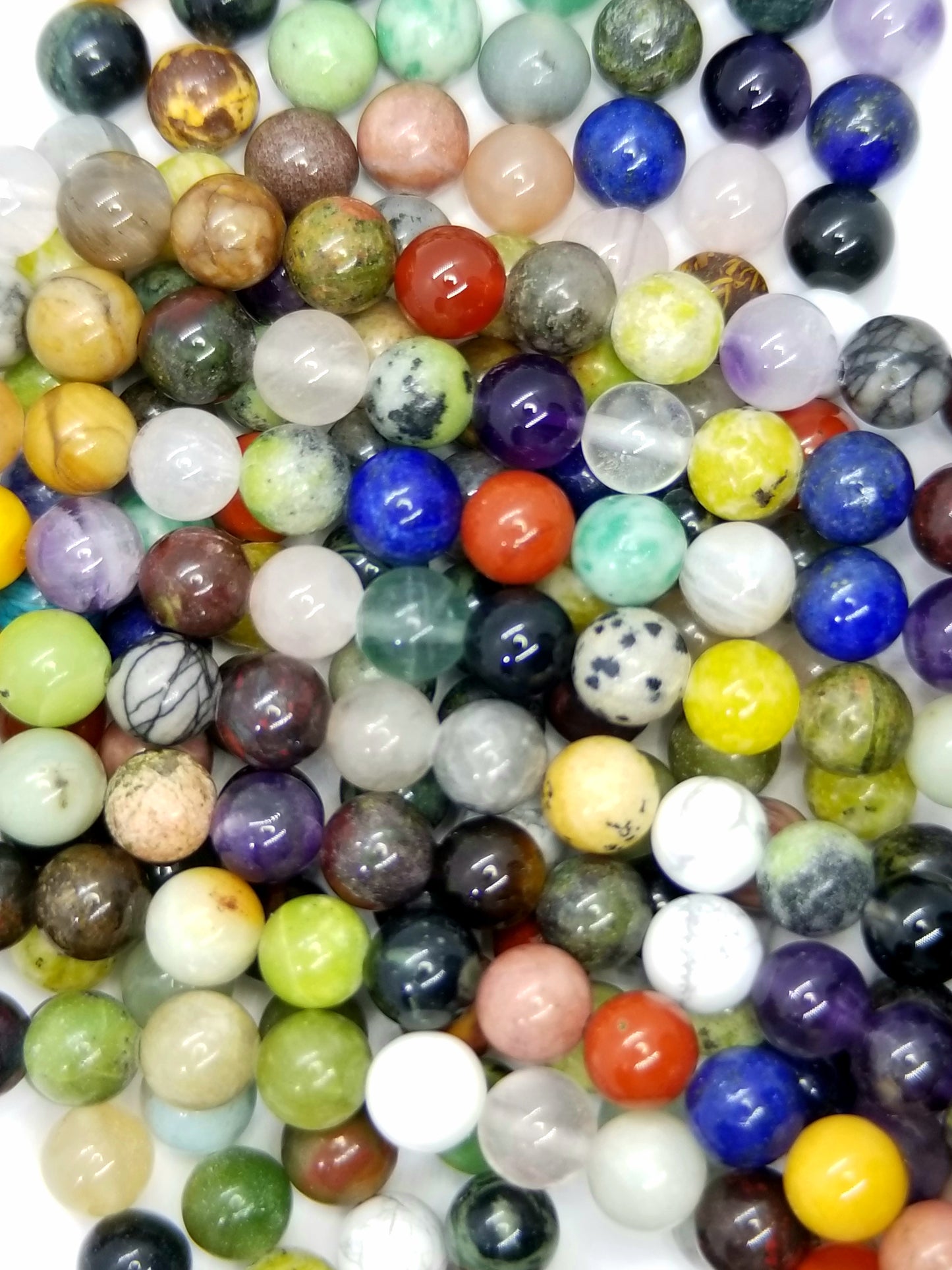 Mix Gem Stones (Round)(Smooth)(4mm)(6mm)(8mm)(10mm)(16"Strand)