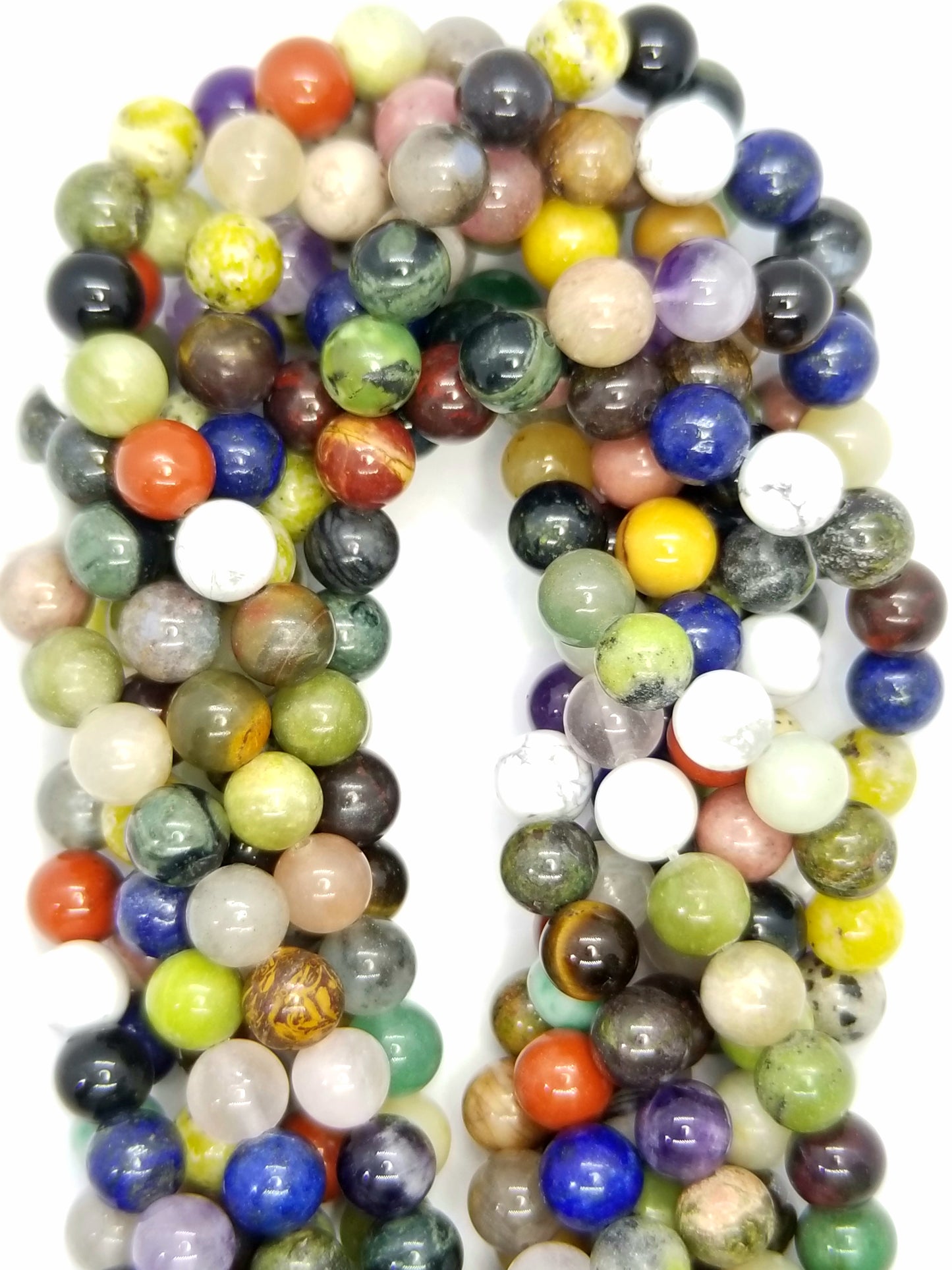 Mix Gem Stones (Round)(Smooth)(4mm)(6mm)(8mm)(10mm)(16"Strand)