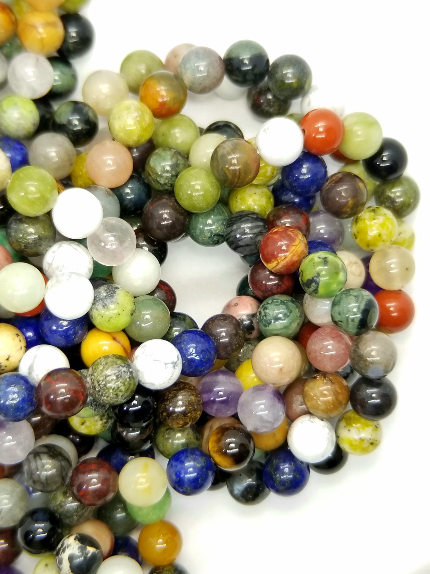 Mix Gem Stones (Round)(Smooth)(4mm)(6mm)(8mm)(10mm)(16"Strand)