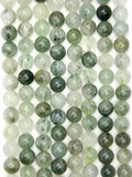 Green Actinolite in Quartz (Round)(Smooth)(16"Strand)