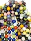 Mix Gem Stones (Round)(Matte)(4mm)(6mm)(8mm)(10mm)(16"Strand)