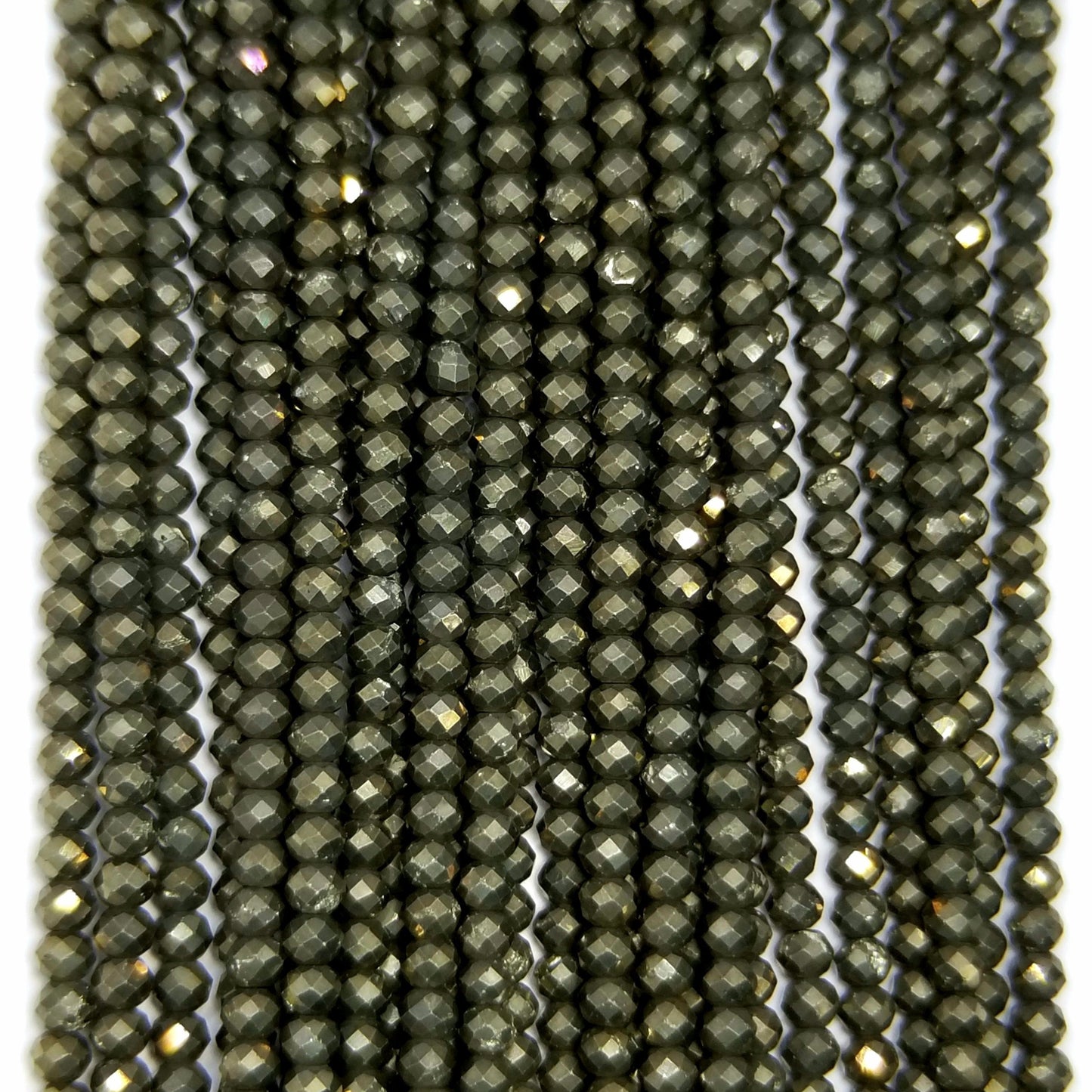 Pyrite (Round)(Micro)(Faceted)(4x4mm)(15.50"Strand)