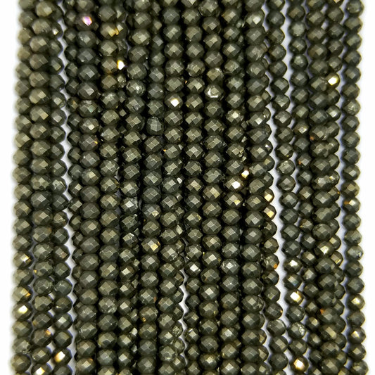 Pyrite (Round)(Micro)(Faceted)(4x4mm)(15.50"Strand)