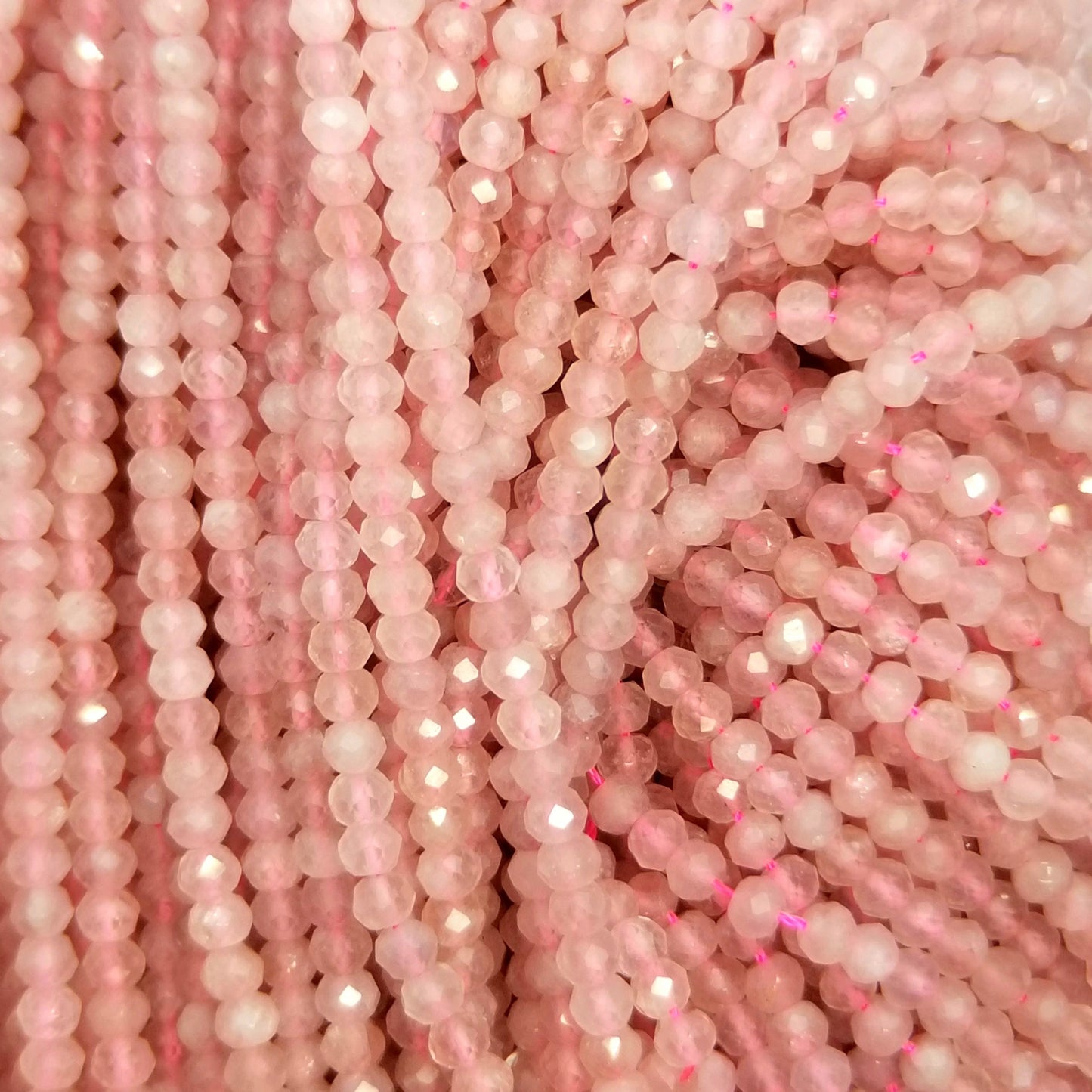 Rose Quartz (Rondelle)(Micro)(Faceted)(4x3mm)(15.5"Strand)