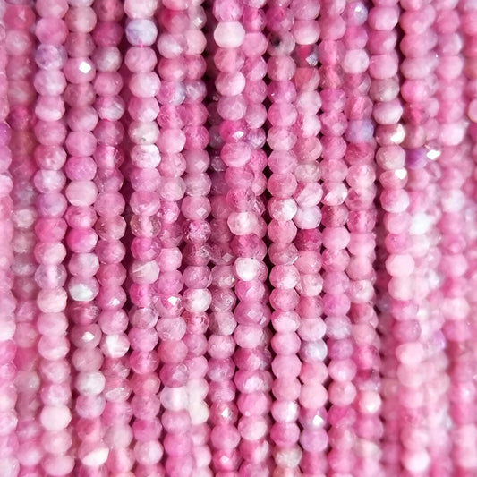 Pink Tourmaline (Rondelle)(Micro)(Faceted)(4x3mm)(15.5" Strand)