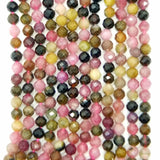 Watermelon Tourmaline (Round)(Micro)(Faceted)(4mm)(15.5"Strand)