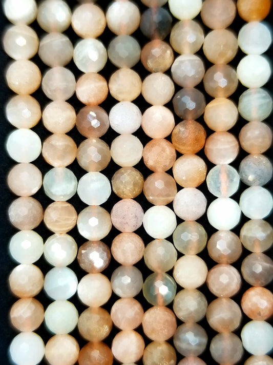 Mix Moonstone (Round)(Faceted)(16"Strand)