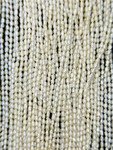 Rice Pearls (Fresh Water)(White)(3x2mm)(15.50"Strand)