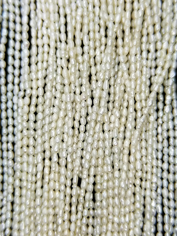 Rice Pearls (Fresh Water)(White)(3x2mm)(15.50