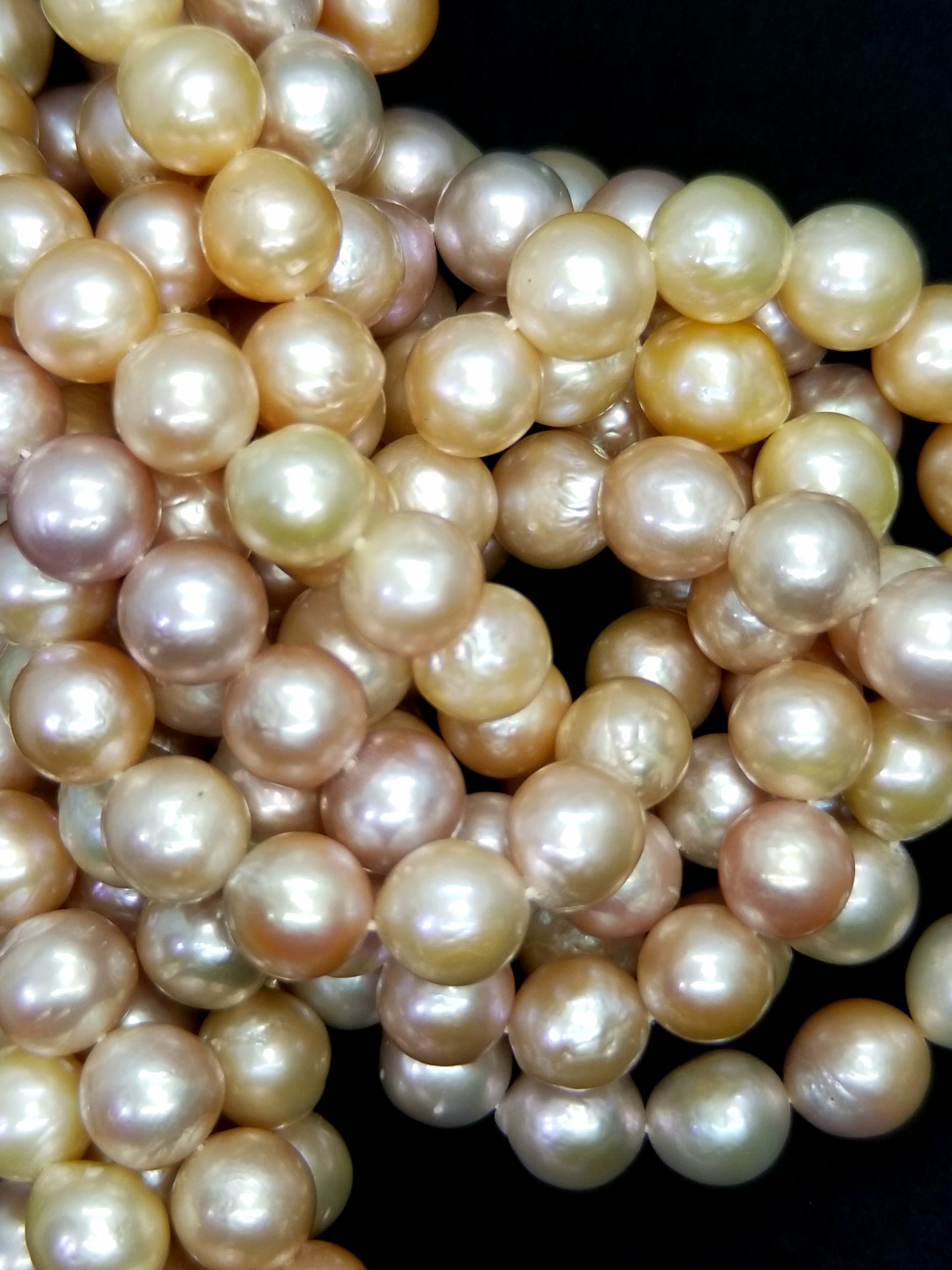 Semi Round Pearls (Fresh Water)(Peach)(10mm)(16"Strand)