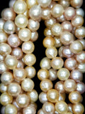 Semi Round Pearls (Fresh Water)(Peach)(10mm)(16"Strand)