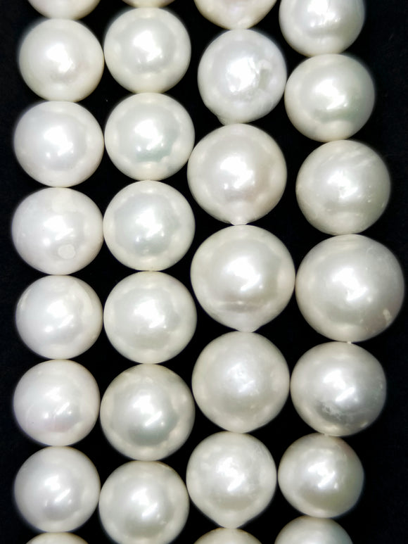 Round Pearls (Fresh Water)(White)(11-14mm)(16