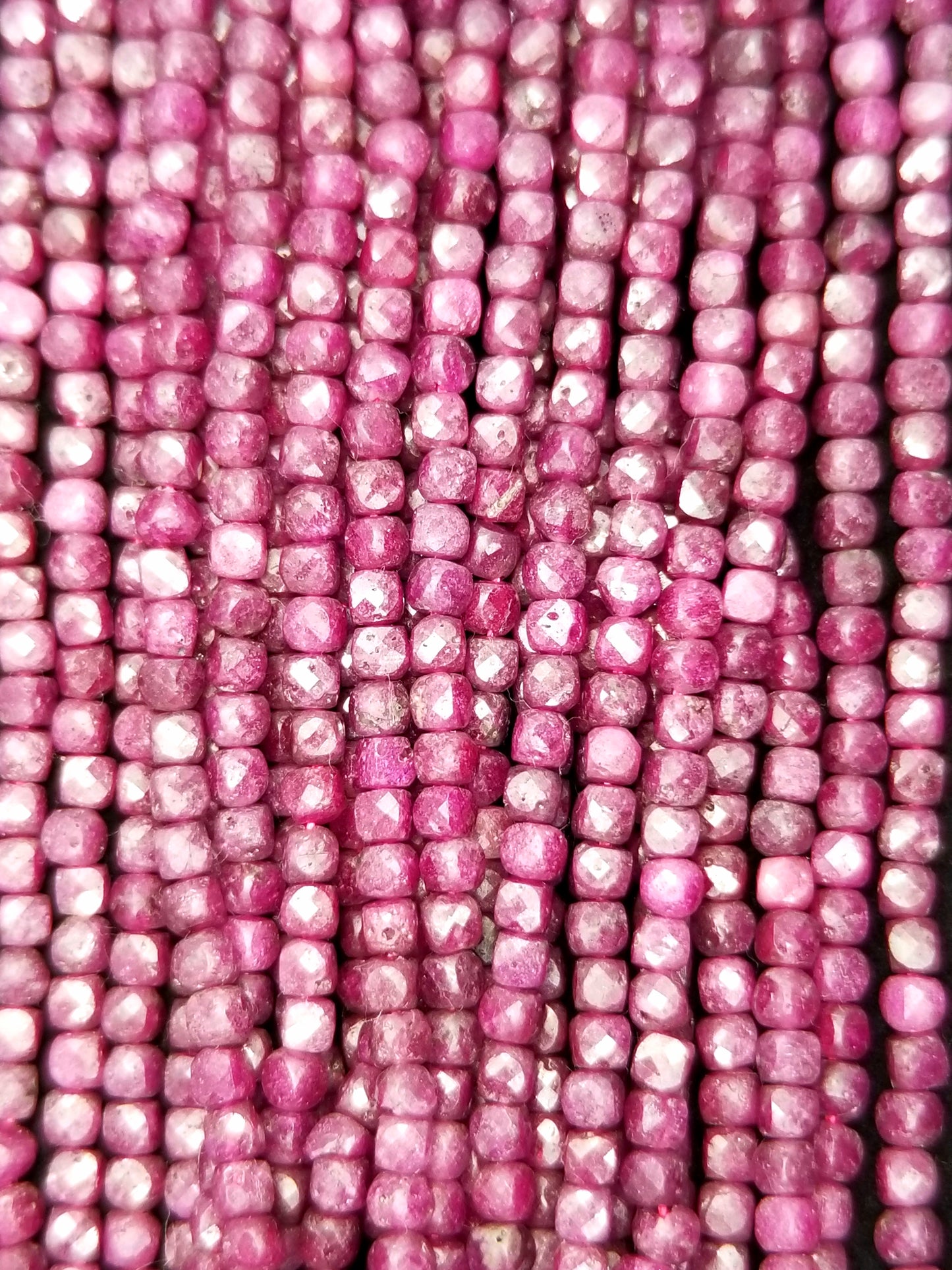 Ruby (Cube)(Micro)(Faceted)(4mm)(15.5"Strand)