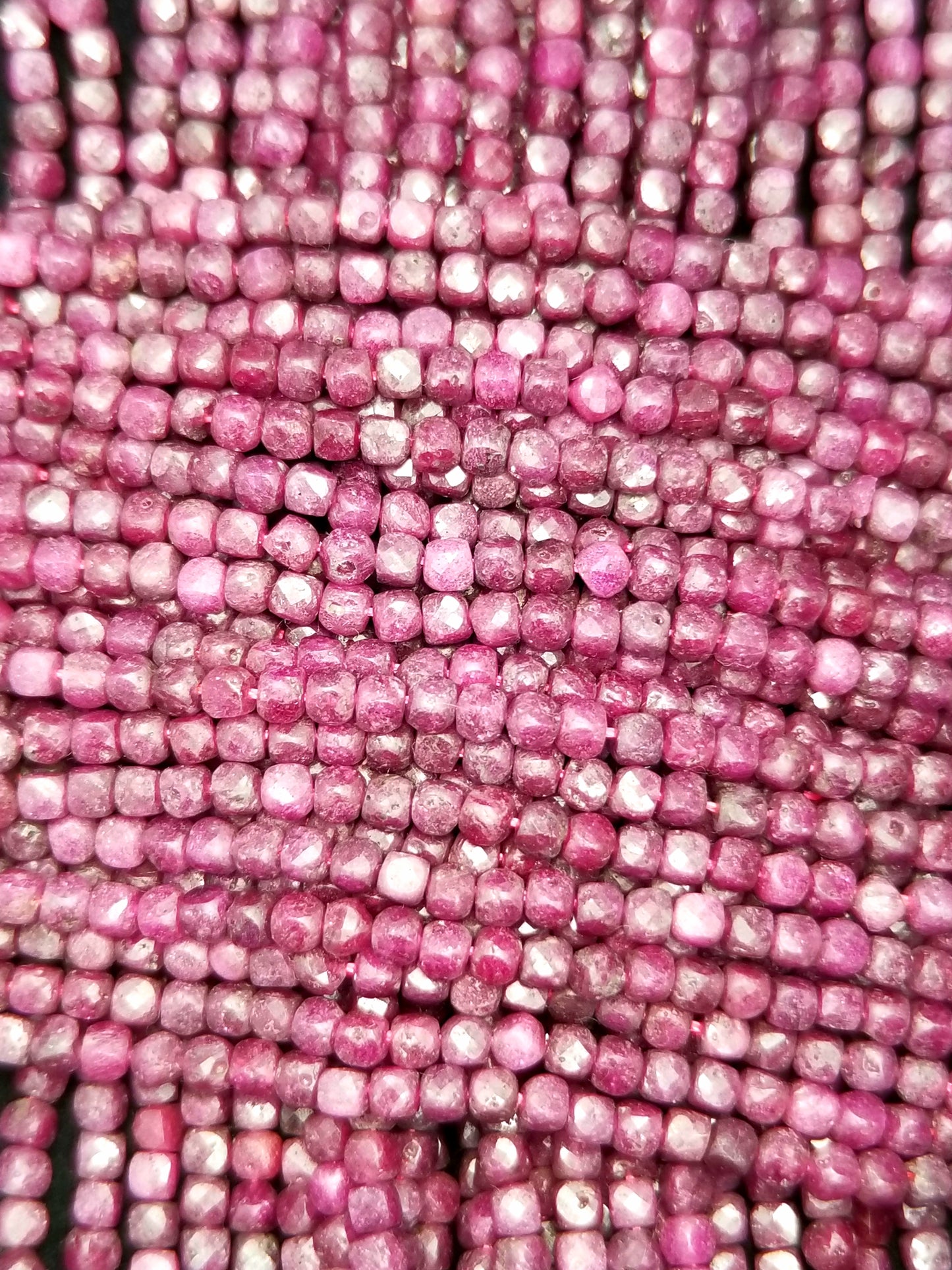 Ruby (Cube)(Micro)(Faceted)(4mm)(15.5"Strand)