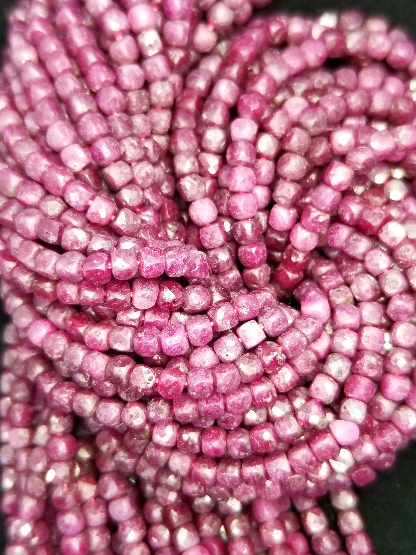 Ruby (Cube)(Micro)(Faceted)(4mm)(15.5"Strand)