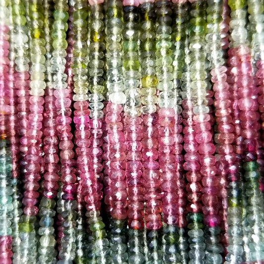 Watermelon Tourmaline (Rondelle)(Micro)(Faceted)(4x2mm)(AAA)(15.5"Strand)