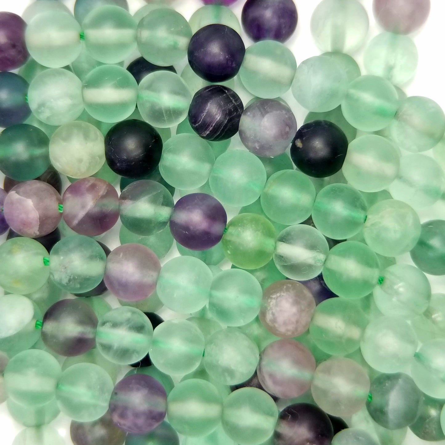 Rainbow Fluorite (Round)(Matte)(4mm)(6mm)(8mm)(10mm)(16"strand)