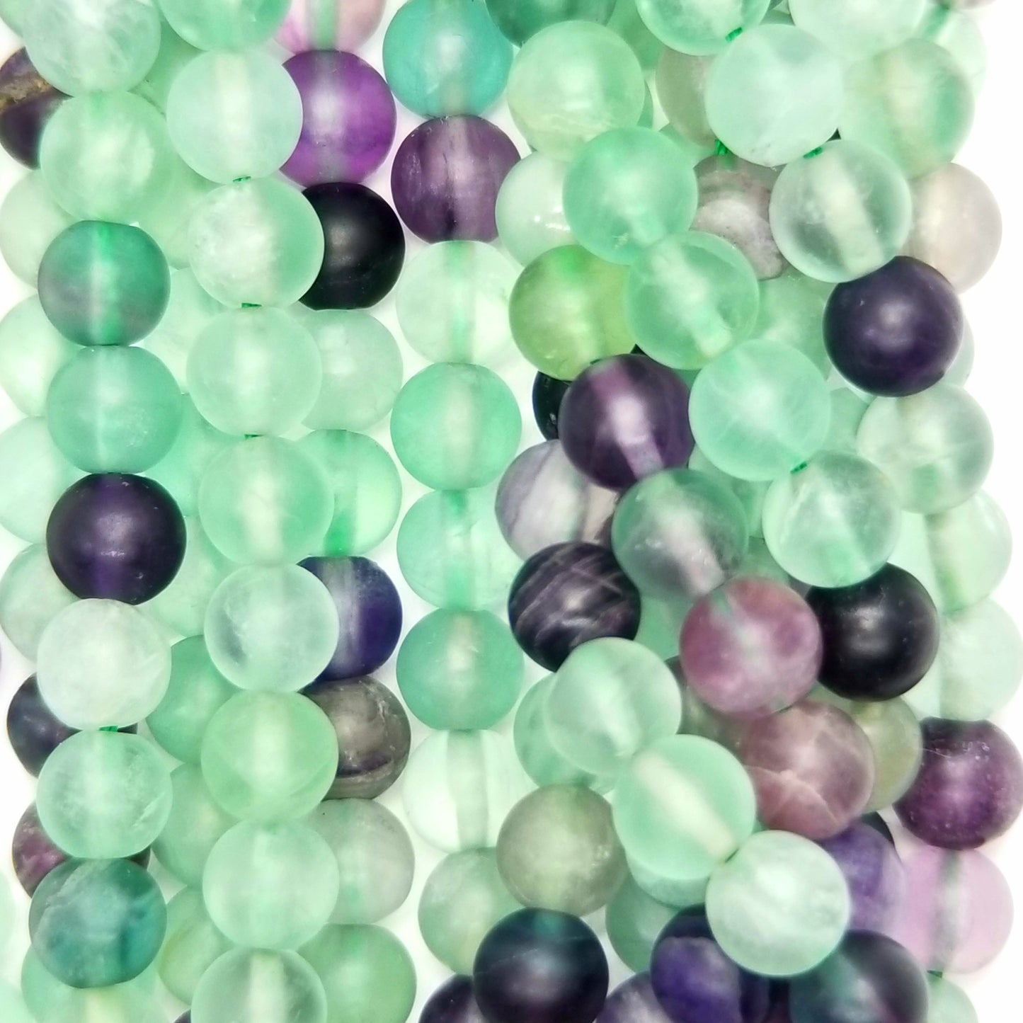 Rainbow Fluorite (Round)(Matte)(4mm)(6mm)(8mm)(10mm)(16"strand)