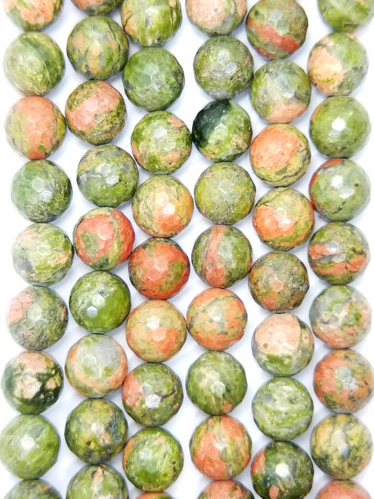 Unakite (Round)(Faceted)(16"Strand)