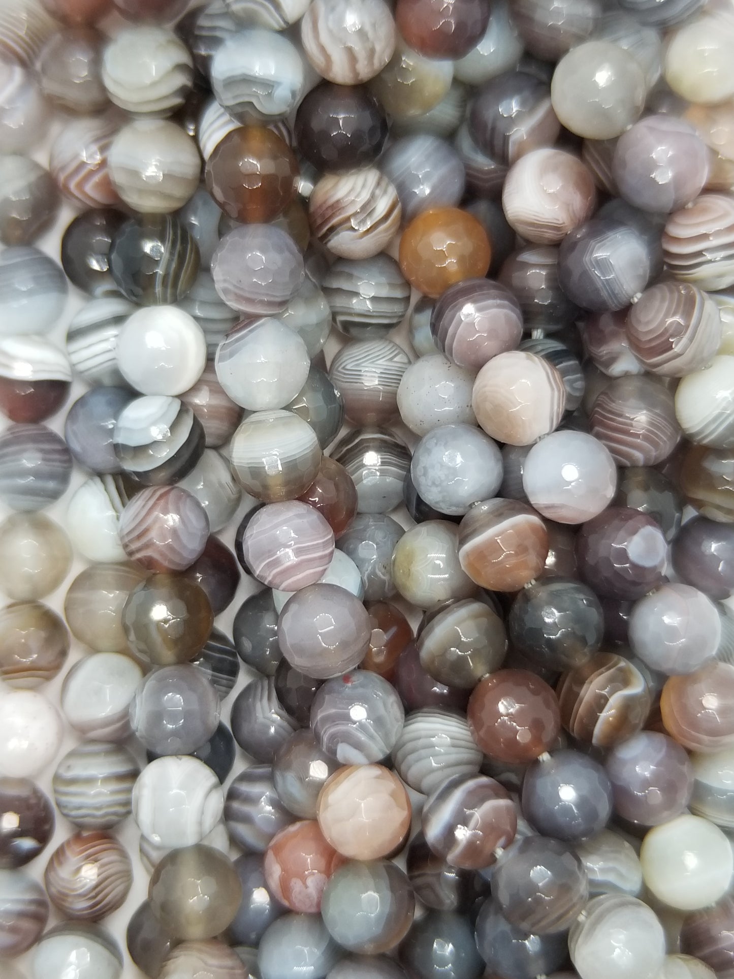 Botswana Agate (Round)(Faceted)(16"Strand)