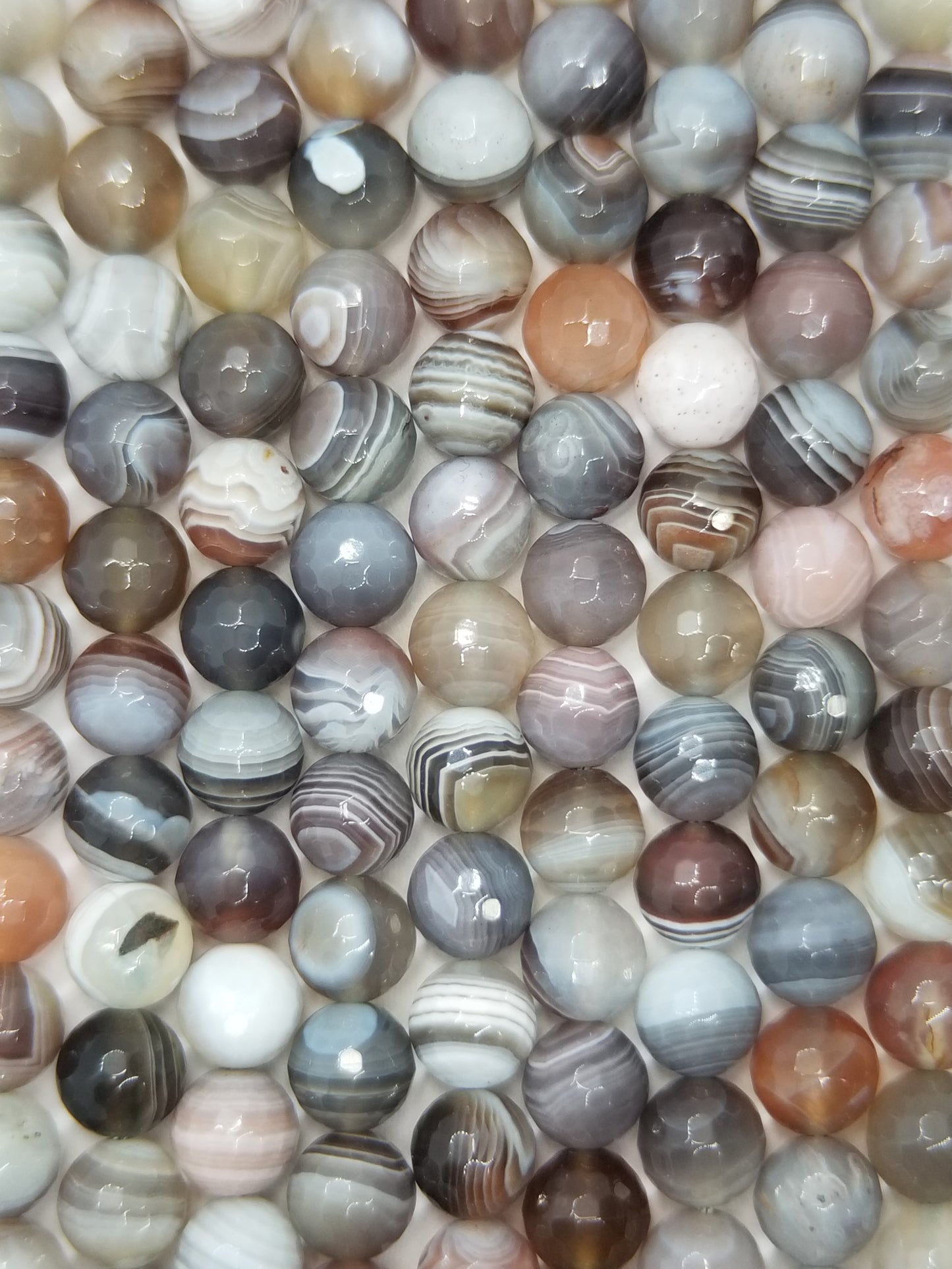 Botswana Agate (Round)(Faceted)(16"Strand)