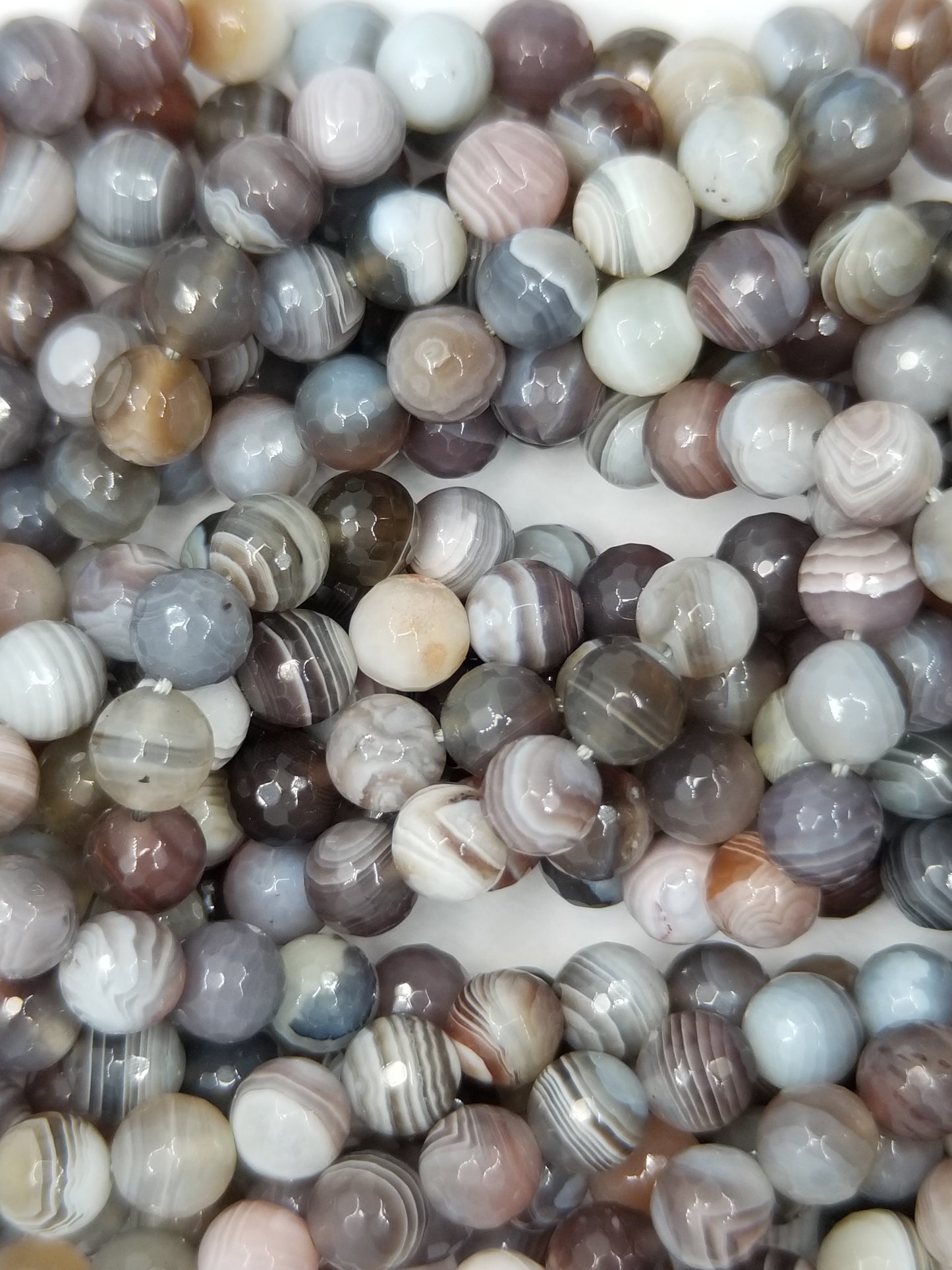 Botswana Agate (Round)(Faceted)(16"Strand)