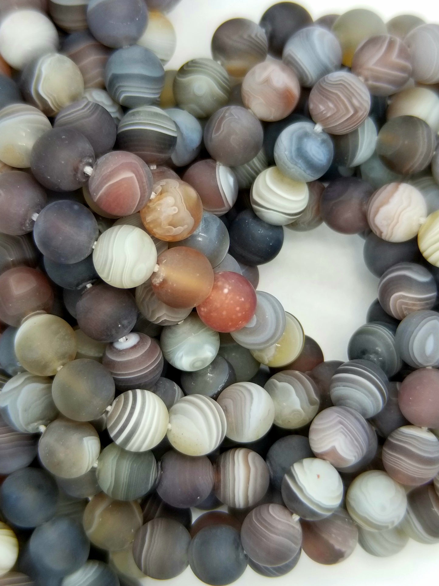 Botswana Agate (Round)(Matte)(16"Strand)