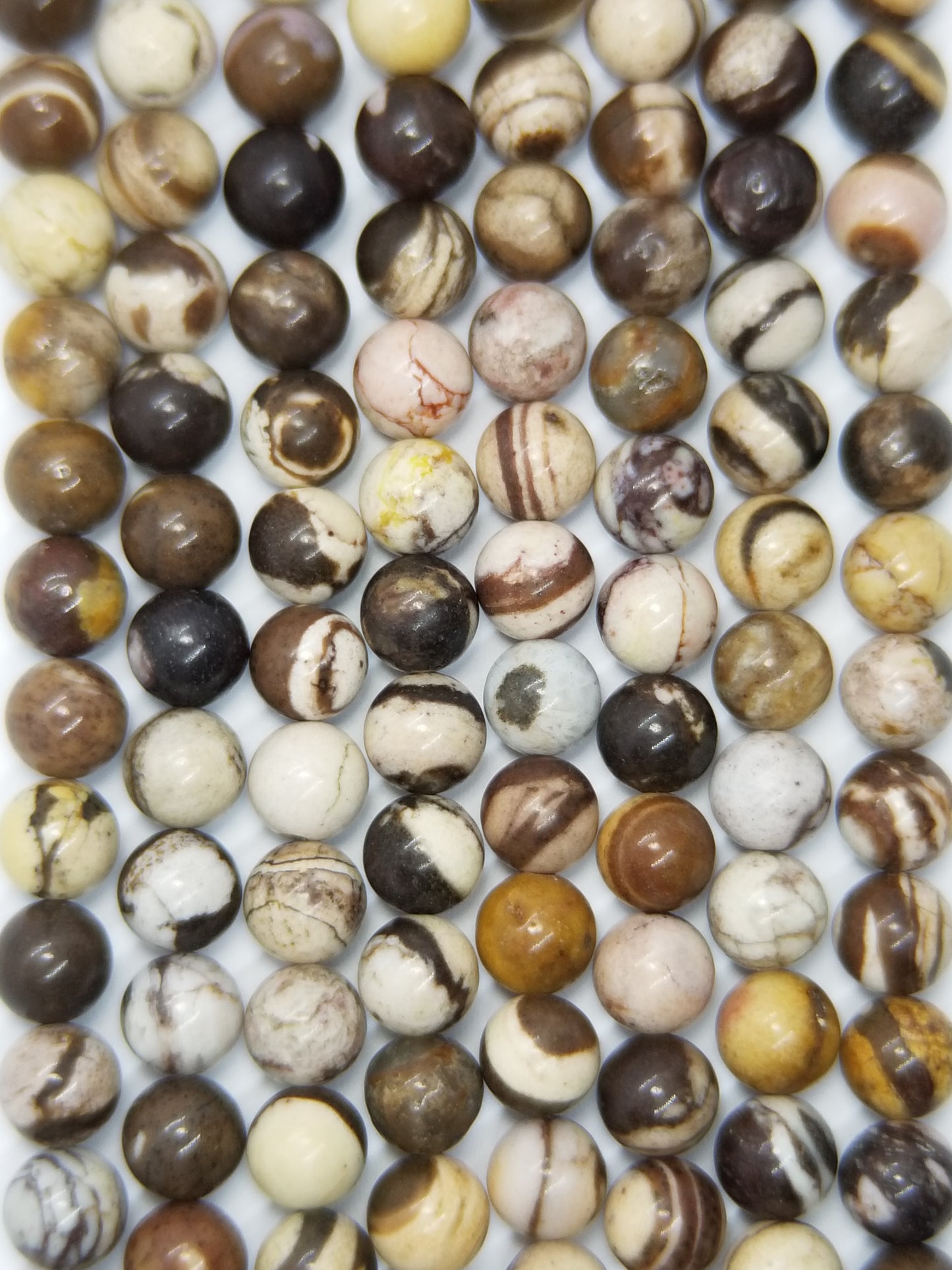 Brown Zebra Jasper (Round)(Smooth)(16"Strand)