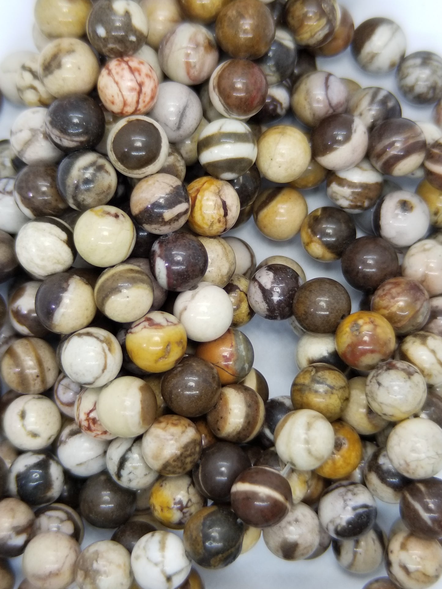 Brown Zebra Jasper (Round)(Smooth)(16"Strand)