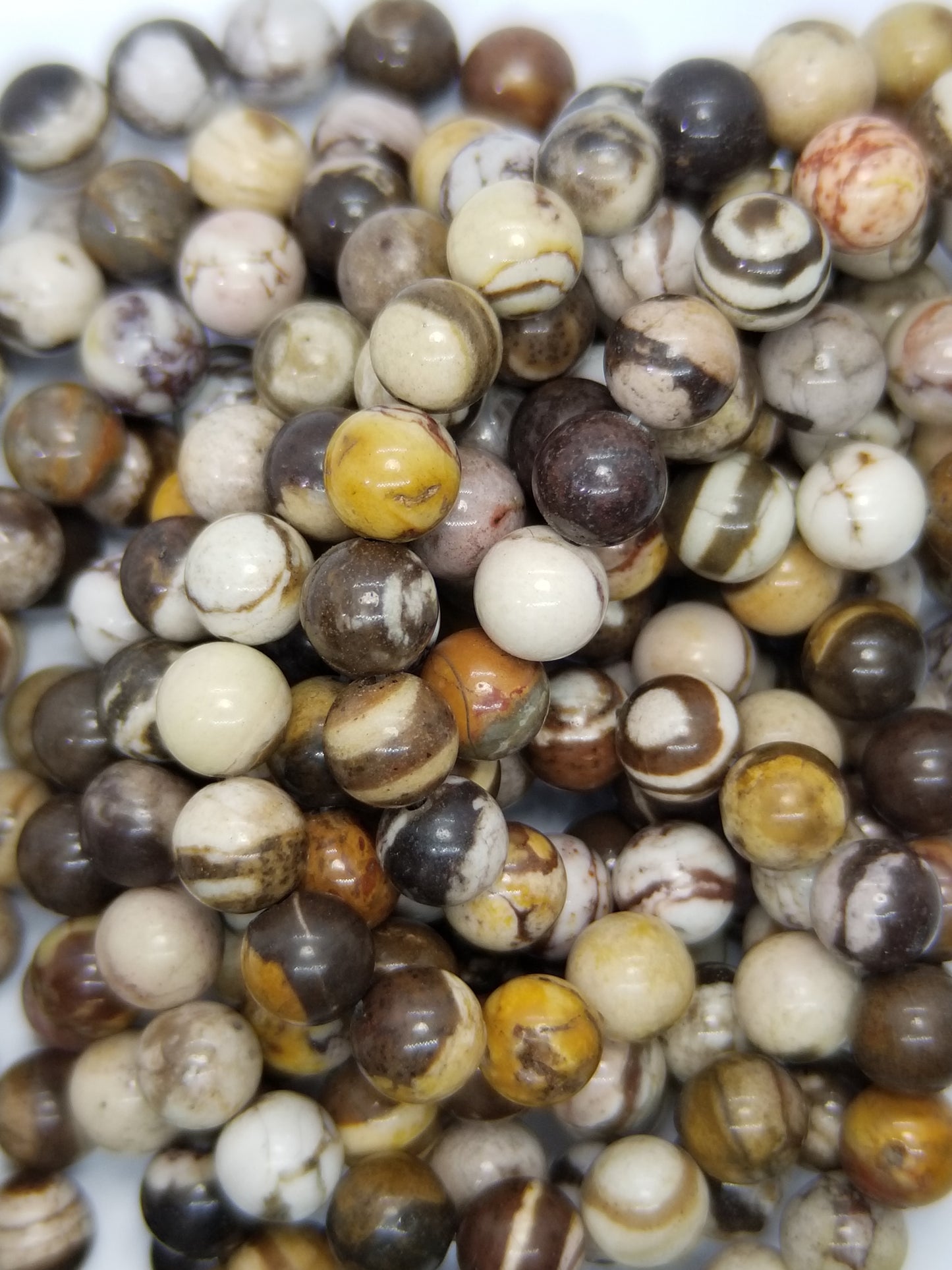 Brown Zebra Jasper (Round)(Smooth)(16"Strand)