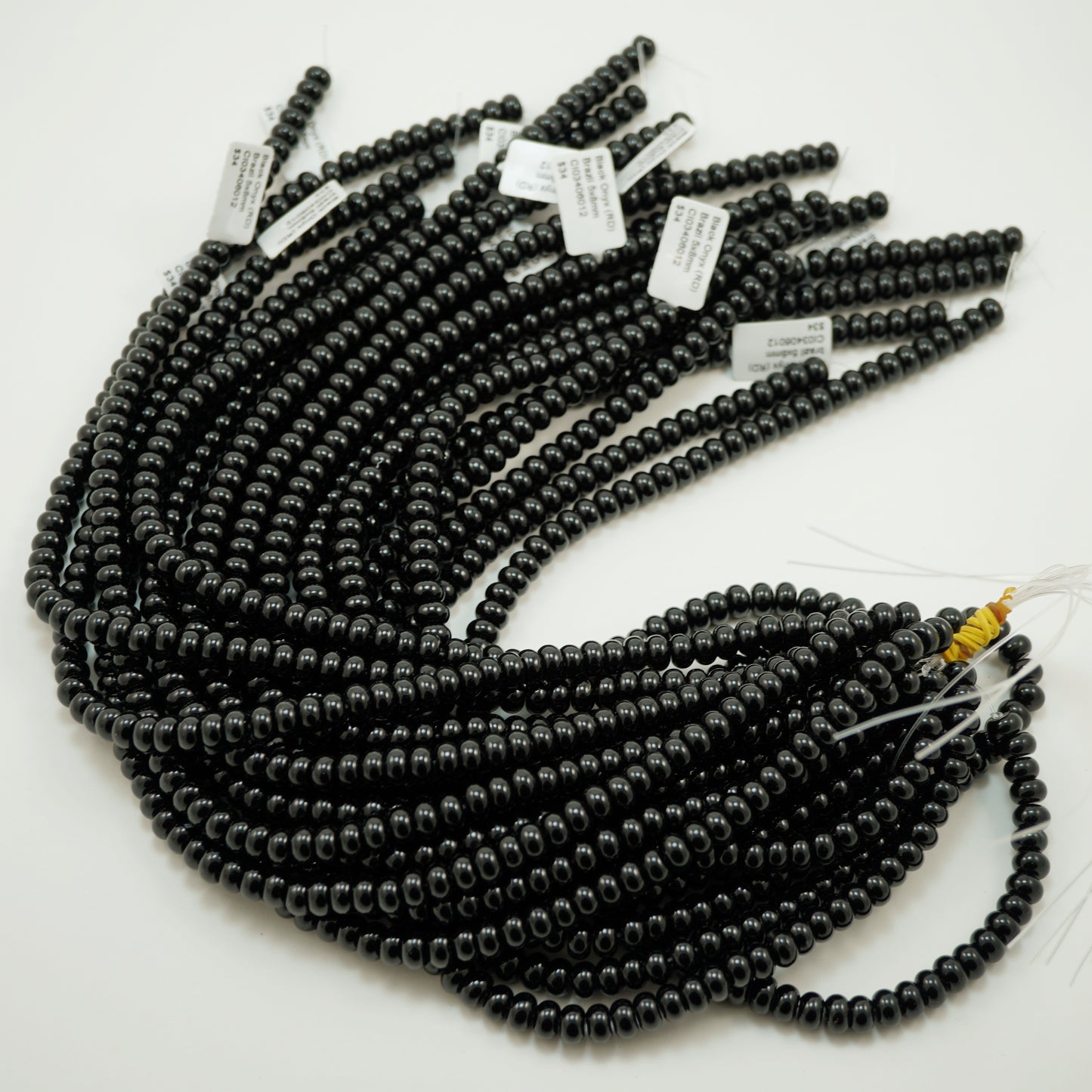 Black Onyx (Rondelle)(Matte)(6mm)(8mm)(16"Strand)