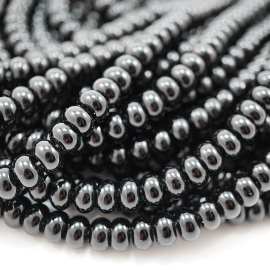 Black Onyx (Rondelle)(Smooth)(6mm)(8mm)(16"Strand)