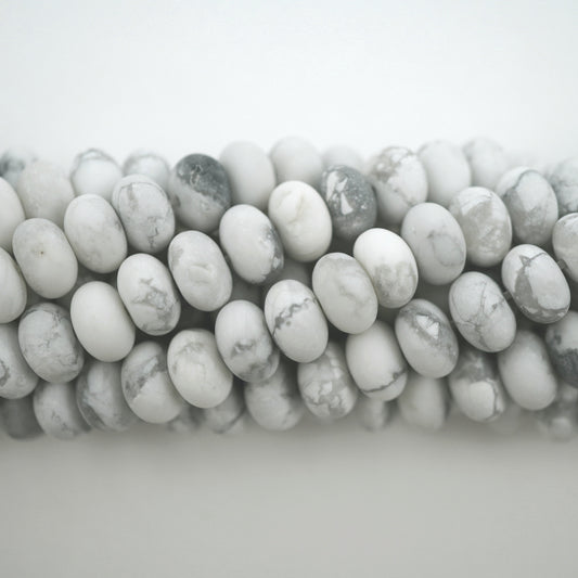 Howlite (Rondelle)(Matte)(6mm)(8mm)(16"Strand)