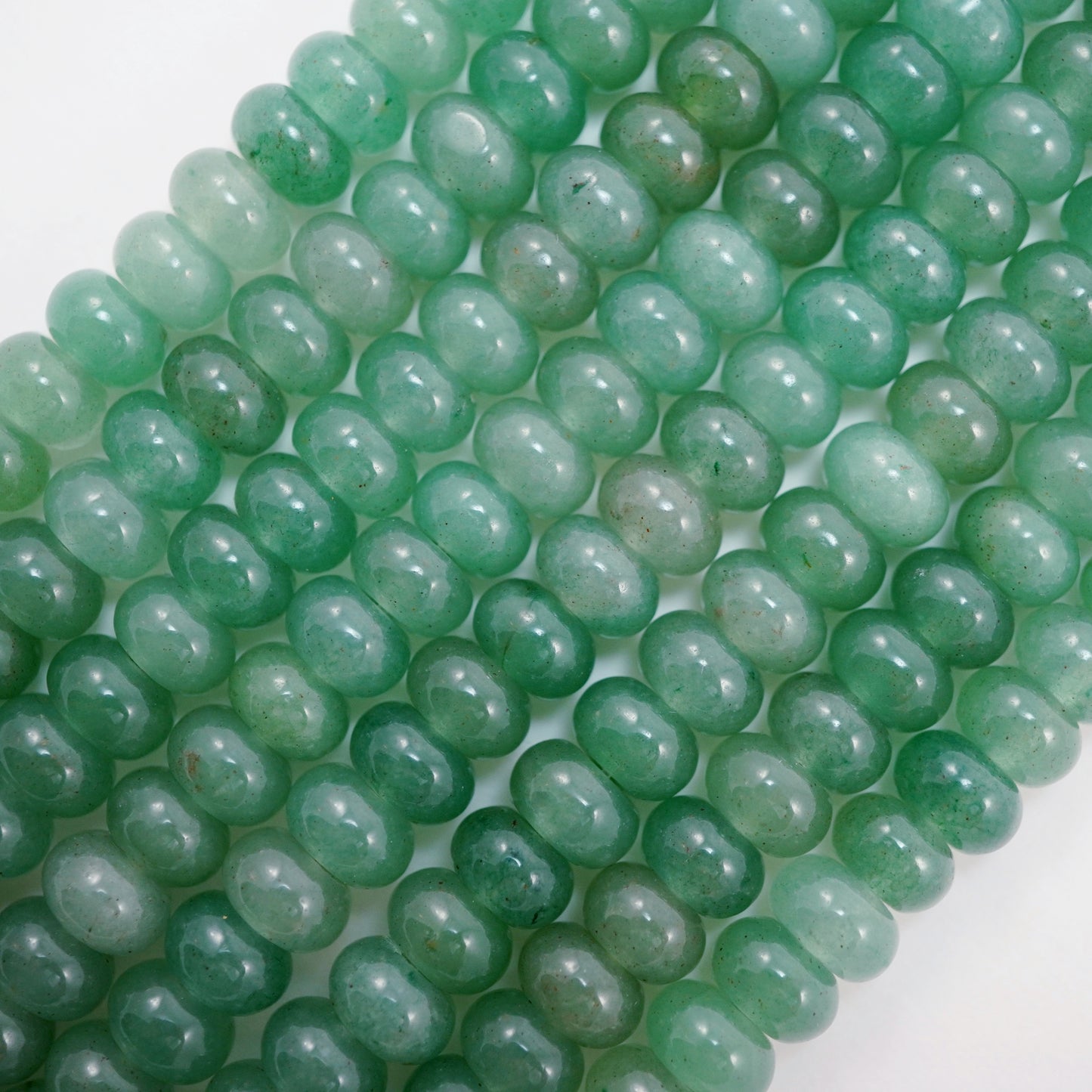 Green Aventurine (Rondelle)(Smooth)(6mm)(8mm)(10mm)(16"Strand)