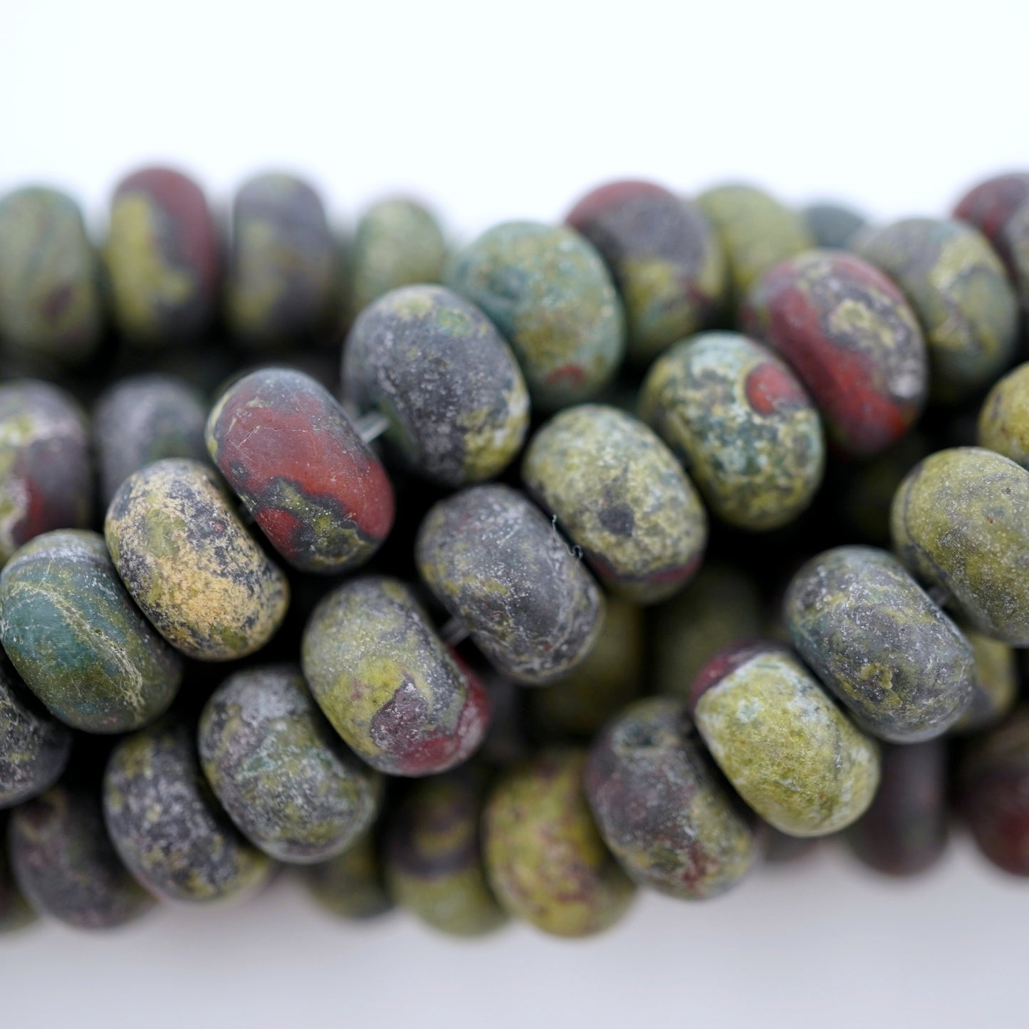 Dragon's Blood Jasper (Rondelle)(Matte)(6mm)(8mm)(10mm)(16"Strand)