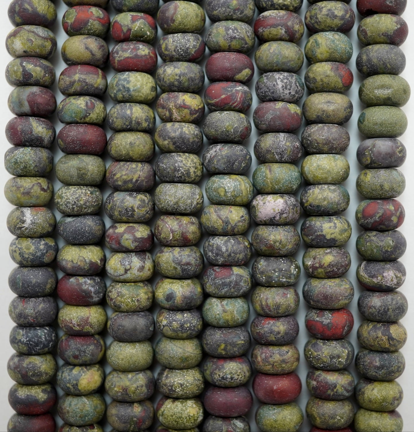 Dragon's Blood Jasper (Rondelle)(Matte)(6mm)(8mm)(10mm)(16"Strand)