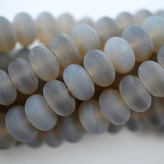 Grey Chalcedony (Rondelle)(Matte)(6mm)(8mm)(10mm)(16"Strand)