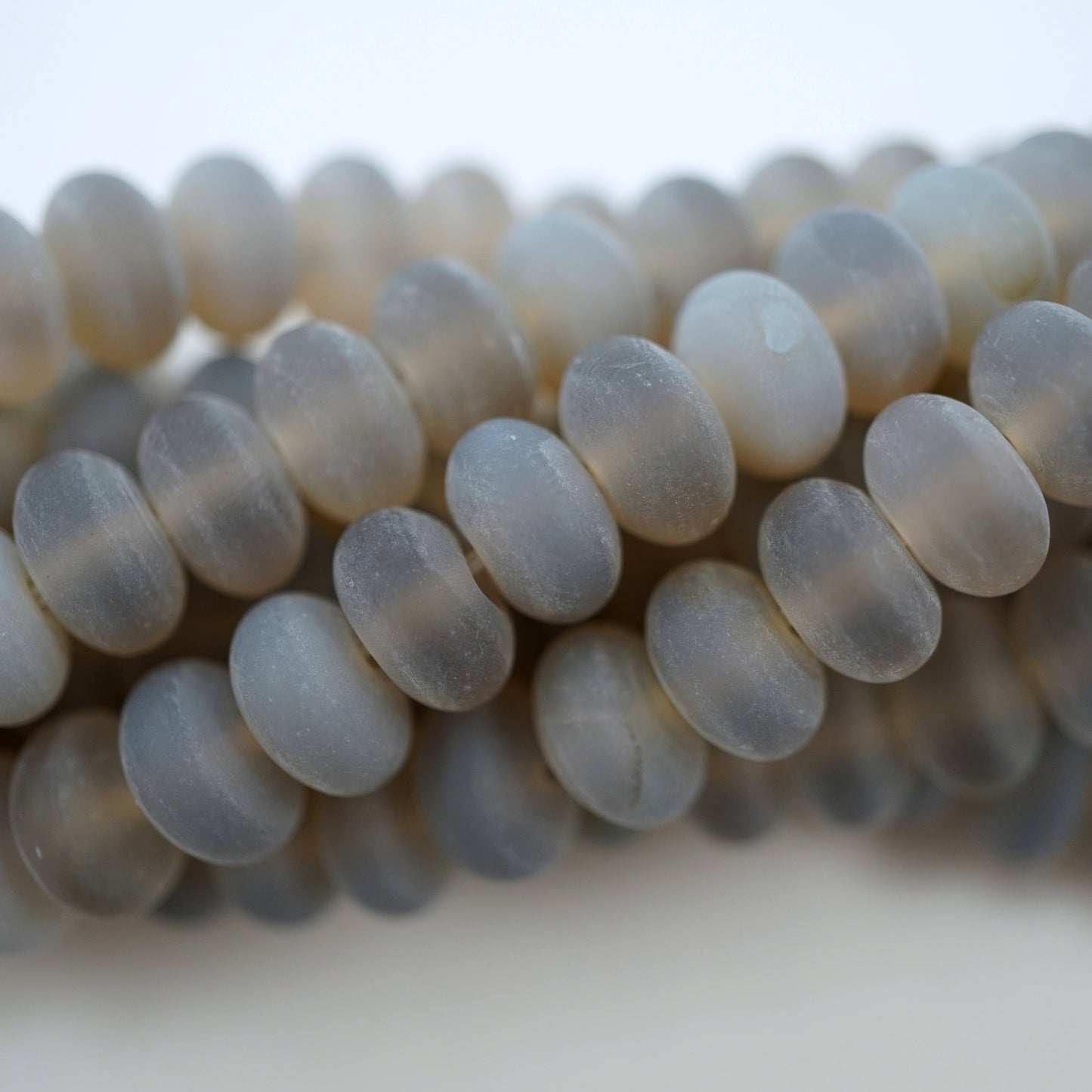 Grey Chalcedony (Rondelle)(Matte)(6mm)(8mm)(10mm)(16"Strand)