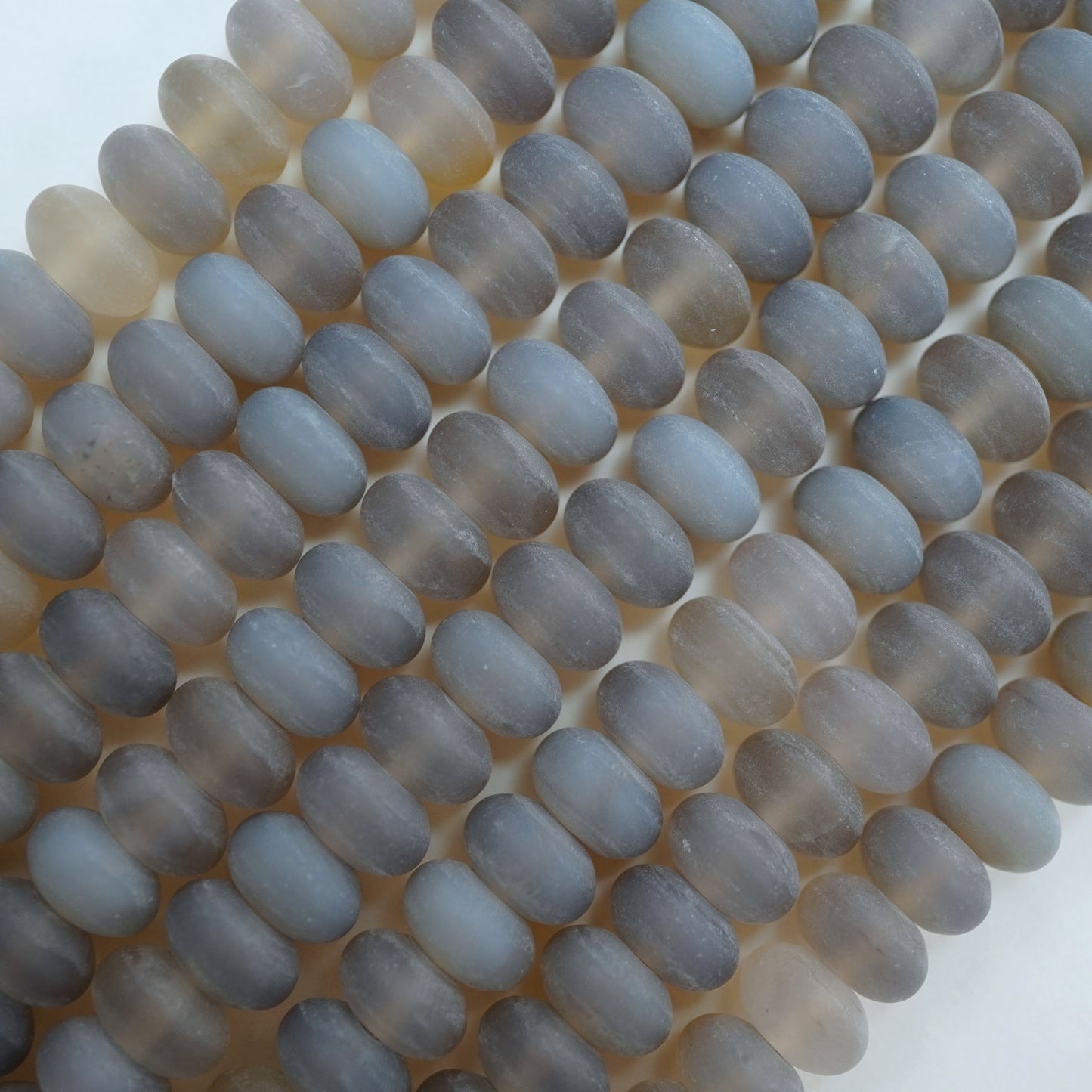 Grey Chalcedony (Rondelle)(Matte)(6mm)(8mm)(10mm)(16"Strand)