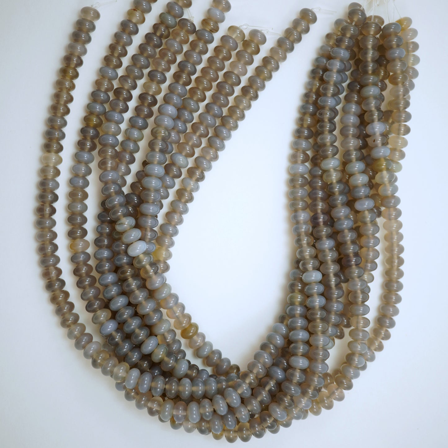 Grey Chalcedony (Rondelle)(Smooth)(6mm)(8mm)(10mm)(16"Strand)