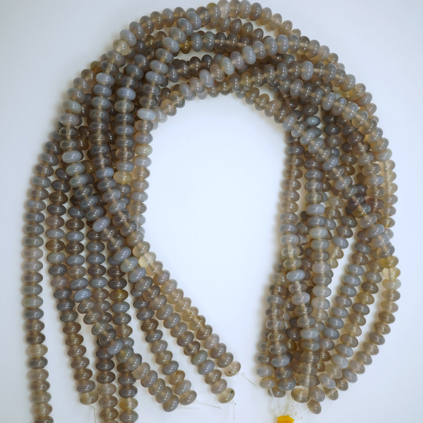 Grey Chalcedony (Rondelle)(Smooth)(6mm)(8mm)(10mm)(16"Strand)