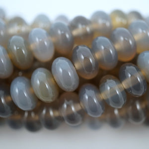 Grey Chalcedony (Rondelle)(Smooth)(6mm)(8mm)(10mm)(16"Strand)