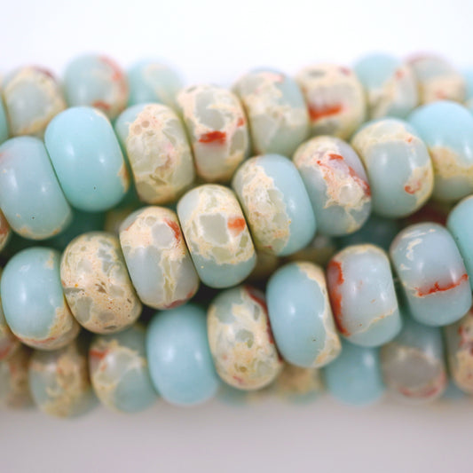 Aqua Terra Jasper (Rondelle)(Smooth)(6mm)(8mm)(10mm)(16"Strand)