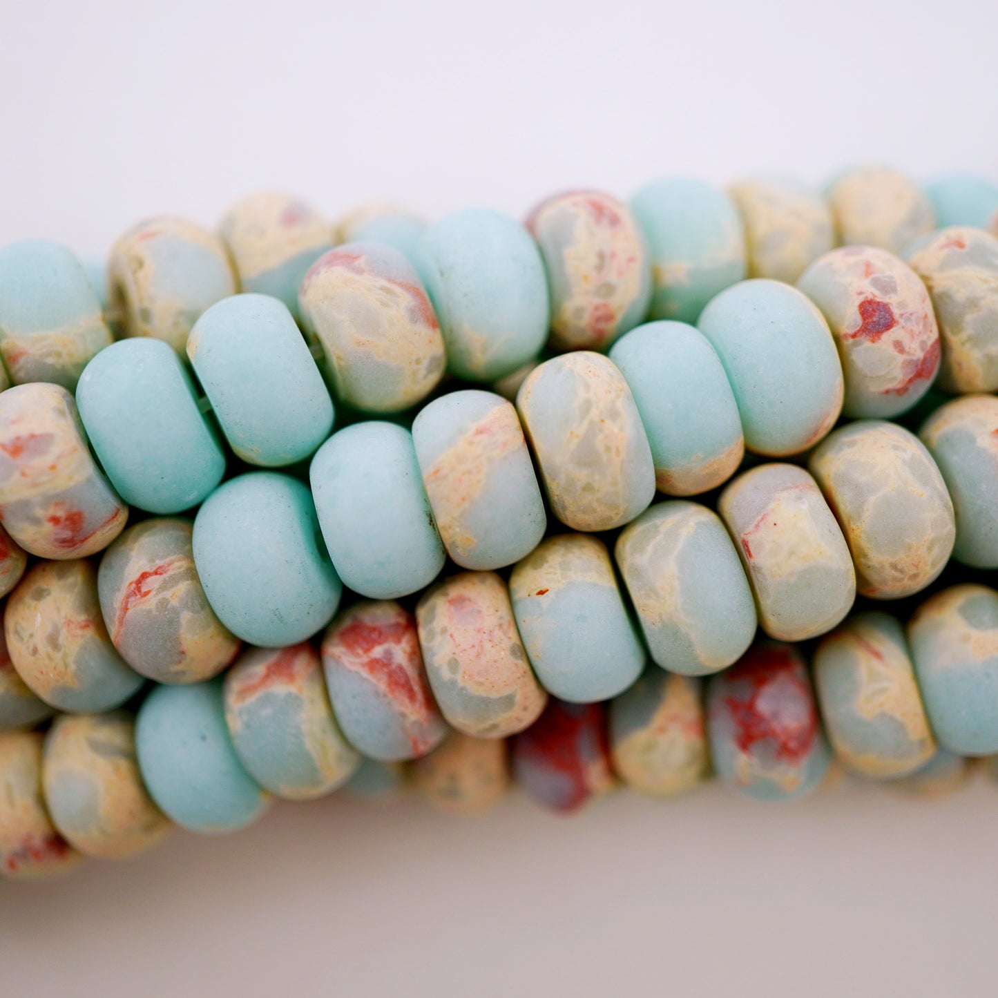 Aqua Terra Jasper (Rondelle)(Matte)(6mm)(8mm)(10mm)(16"Strand)