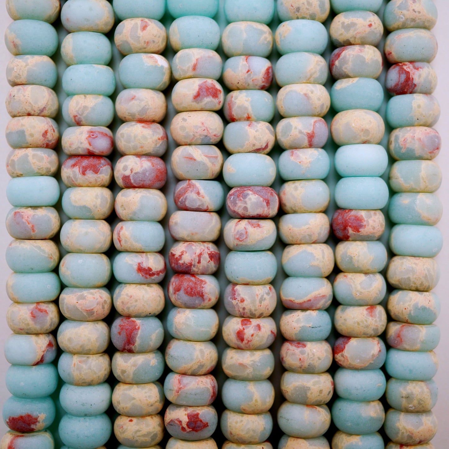 Aqua Terra Jasper (Rondelle)(Matte)(6mm)(8mm)(10mm)(16"Strand)