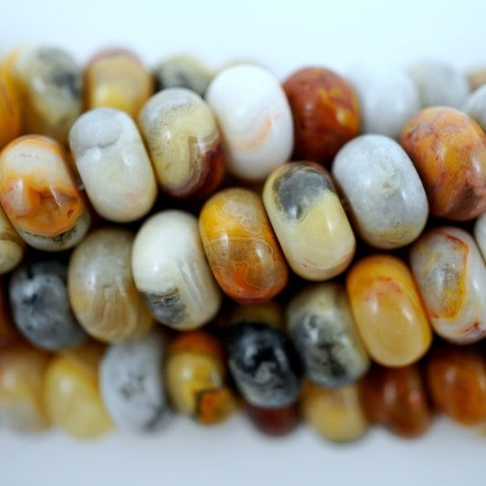 Crazy Lace Agate (Rondelle)(Smooth)(6mm)(8mm)(10mm)(16"Strand)