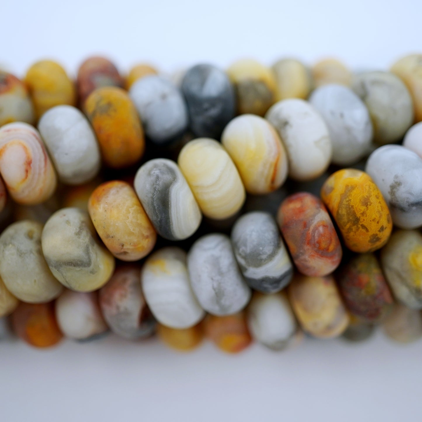 Crazy Lace Agate (Rondelle)(Matte)(6mm)(8mm)(10mm)(16"Strand)